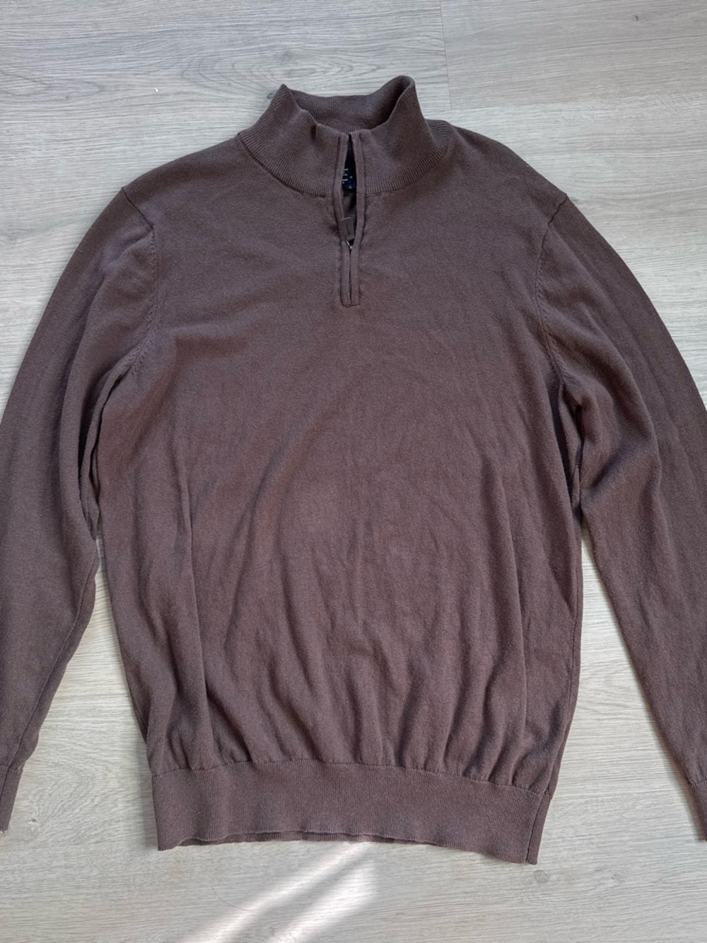 Daniel Hechter Men's Chocolate Brown Half-Zip Mock Neck Sweater